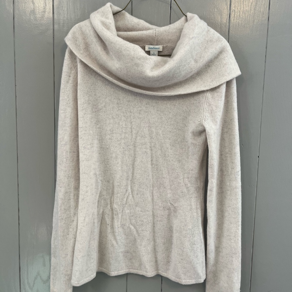 Sundance Women's 100% Cashmere Beige Cowl Neck Pullover Sweater Size S